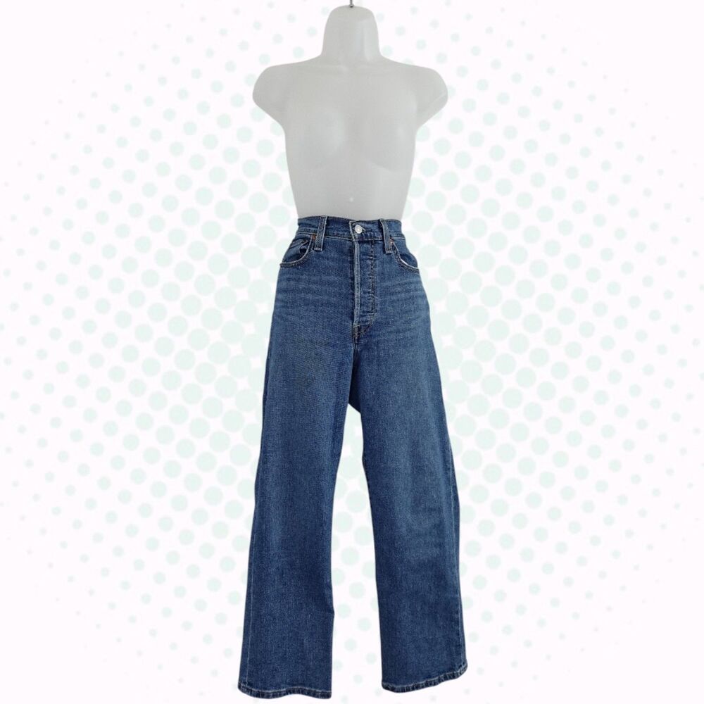Levi's Blue Medium Wash Ribcage Straight Ankle High Rise Jeans Size 27